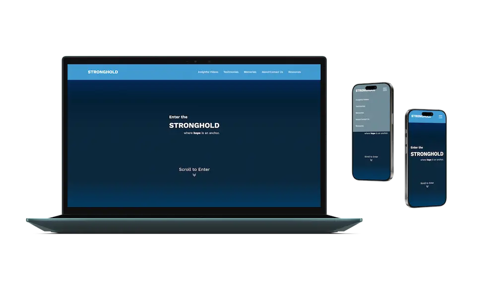 Video-based mental health support website in phone and laptop mockups